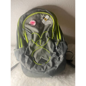 The North Face Jester Backpack Gray with lime green trim Unisex